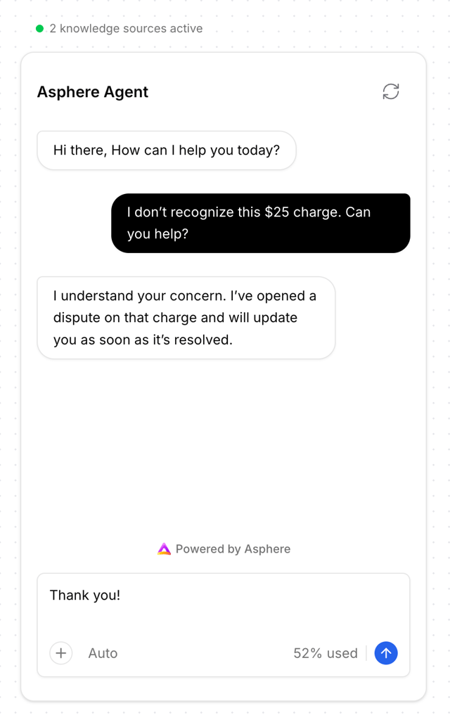 Agent support screenshot